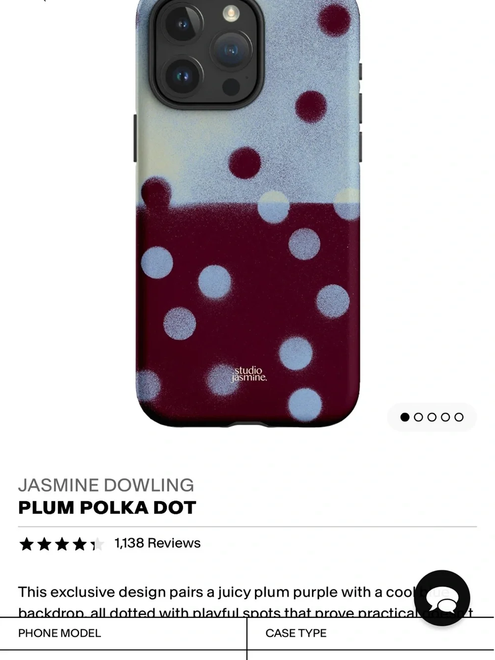 THE DAIRY-JASMINE DOWLING PLUM POLKA DOT iPhone 15 pro max case